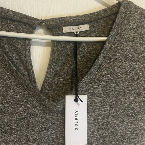 Z Supply Grey Short Sleeve Romper with Drawstring Waist and Pockets– Size XS - Picture 2 of 3